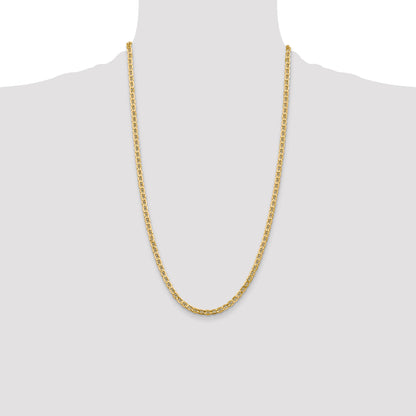 26 Inch 10K Yellow Gold 4mm Semi-Solid Anchor Chain Necklace