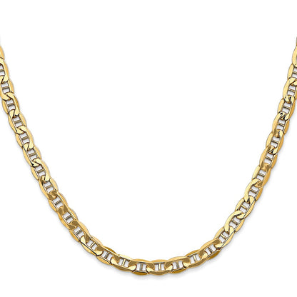 2 Inch 10K Yellow Gold 10K 4.75mm Semi-Solid Anchor Chain Necklace
