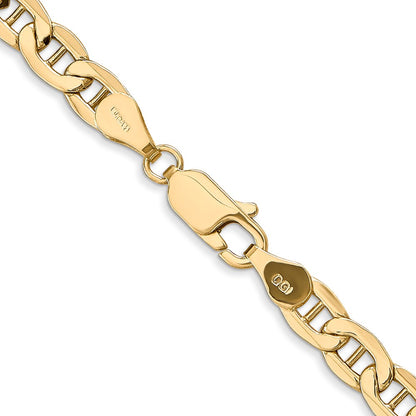 22 Inch 10K Yellow Gold 10K 4.75mm Semi-Solid Anchor Chain Necklace