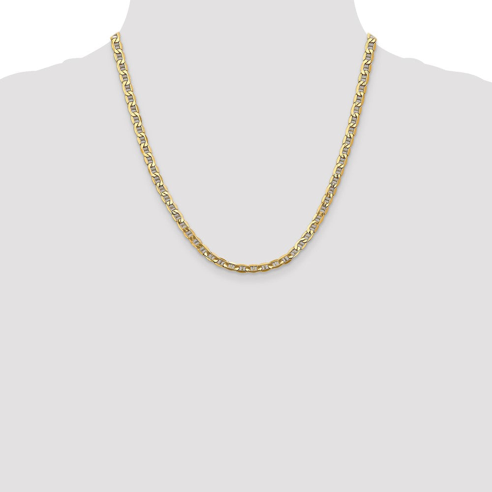 2 Inch 10K Yellow Gold 10K 4.75mm Semi-Solid Anchor Chain Necklace