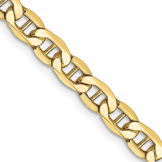 22 Inch 10K Yellow Gold 10K 4.75mm Semi-Solid Anchor Chain Necklace