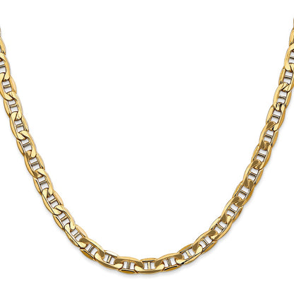 26 Inch 10K Yellow Gold 10K 5.5mm Semi-Solid Anchor Chain Necklace