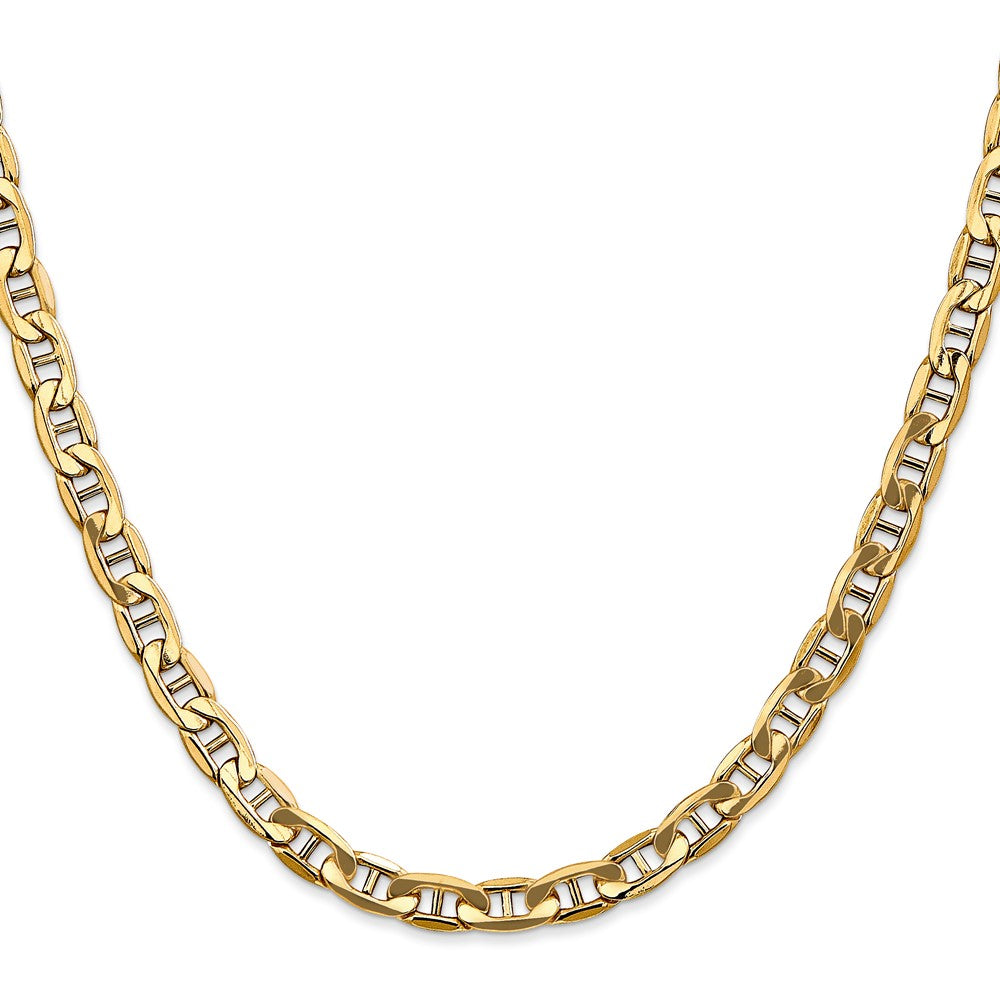 2 Inch 10K Yellow Gold 10K 5.5mm Semi-Solid Anchor Chain Necklace