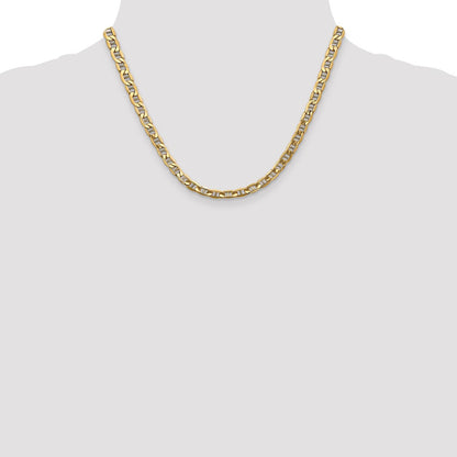 18 Inch 10K Yellow Gold 10K 5.5mm Semi-Solid Anchor Chain Necklace