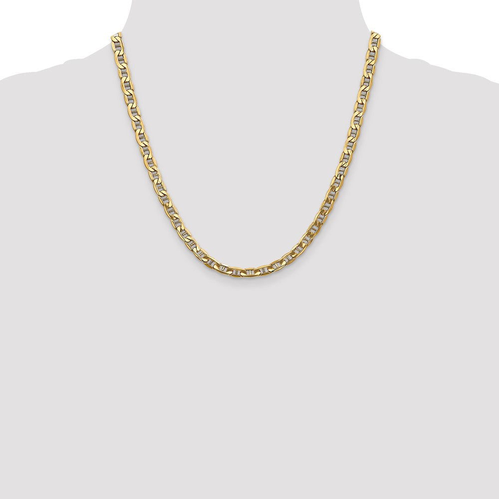2 Inch 10K Yellow Gold 10K 5.5mm Semi-Solid Anchor Chain Necklace