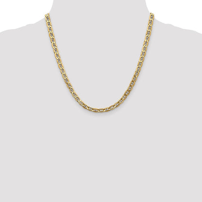 2 Inch 10K Yellow Gold 10K 5.5mm Semi-Solid Anchor Chain Necklace