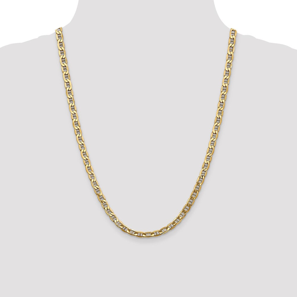 24 Inch 10K Yellow Gold 10K 5.5mm Semi-Solid Anchor Chain Necklace