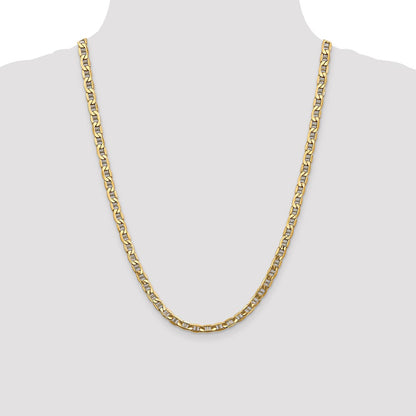 24 Inch 10K Yellow Gold 10K 5.5mm Semi-Solid Anchor Chain Necklace