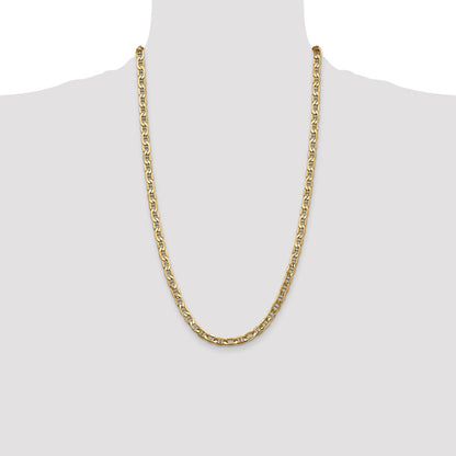 26 Inch 10K Yellow Gold 10K 5.5mm Semi-Solid Anchor Chain Necklace