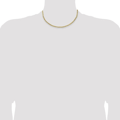 16 Inch 10k Yellow Gold 3.35mm Semi-Solid Curb Link Chain Necklace