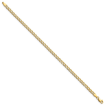 7 Inch 10k Yellow Gold 3.35mm Semi-Solid Curb Link Chain Bracelet