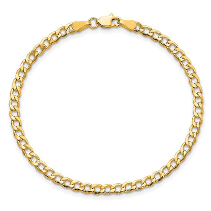 9 Inch 10K Yellow Gold 3.35mm Semi-Solid Curb Link Chain Bracelet