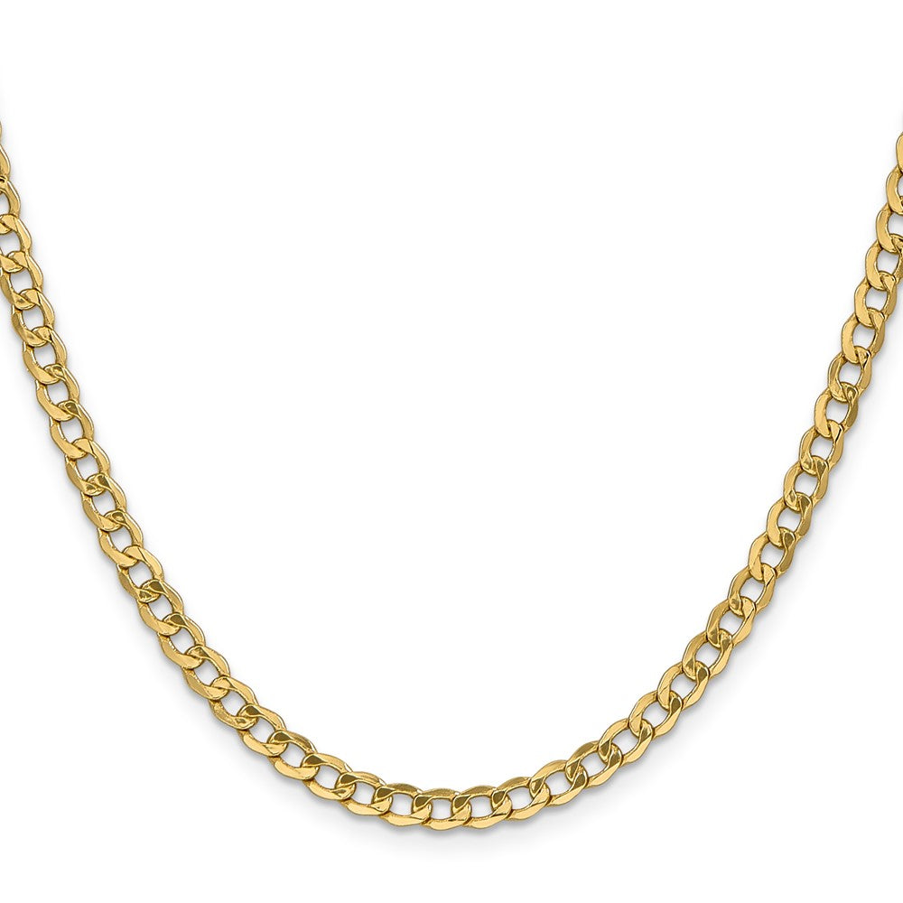 18 Inch 10k Yellow Gold 4.3mm Semi-Solid Curb Link Chain Necklace