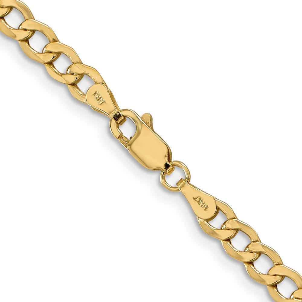 18 Inch 10k Yellow Gold 4.3mm Semi-Solid Curb Link Chain Necklace
