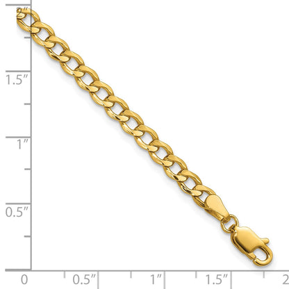 18 Inch 10k Yellow Gold 4.3mm Semi-Solid Curb Link Chain Necklace