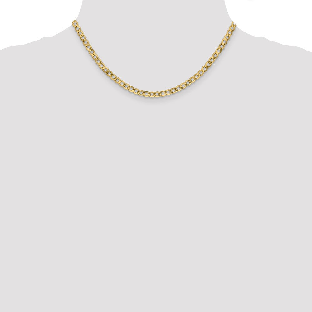 16 Inch 10k Yellow Gold 4.3mm Semi-Solid Curb Link Chain Necklace