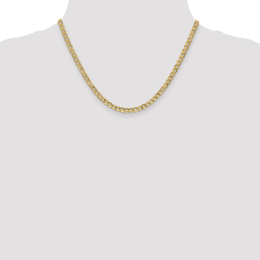 18 Inch 10k Yellow Gold 4.3mm Semi-Solid Curb Link Chain Necklace