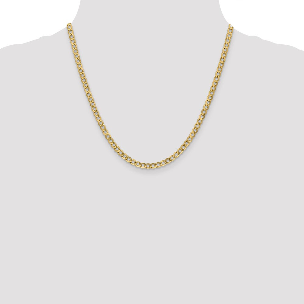 2 Inch 10k Yellow Gold 4.3mm Semi-Solid Curb Link Chain Necklace