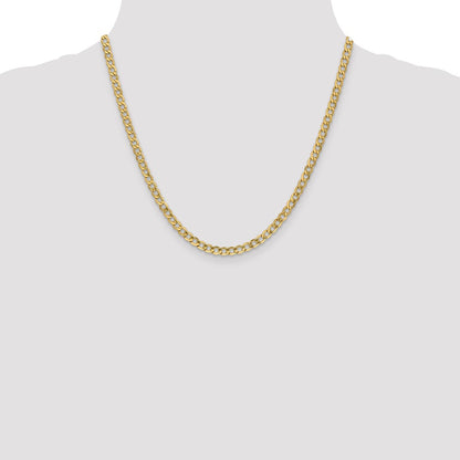 2 Inch 10k Yellow Gold 4.3mm Semi-Solid Curb Link Chain Necklace
