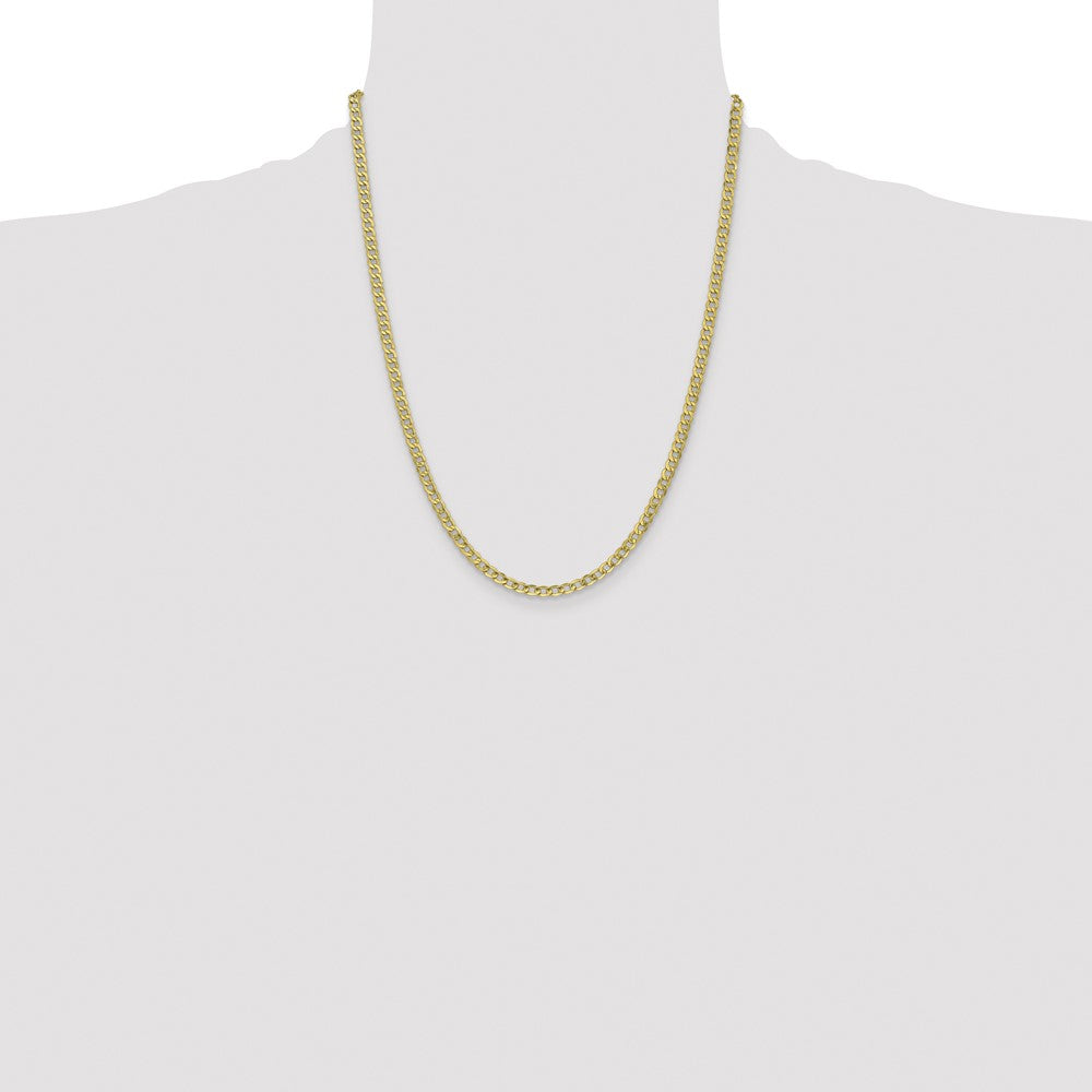 22 Inch 10k Yellow Gold 4.3mm Semi-Solid Curb Link Chain Necklace