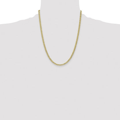 22 Inch 10k Yellow Gold 4.3mm Semi-Solid Curb Link Chain Necklace