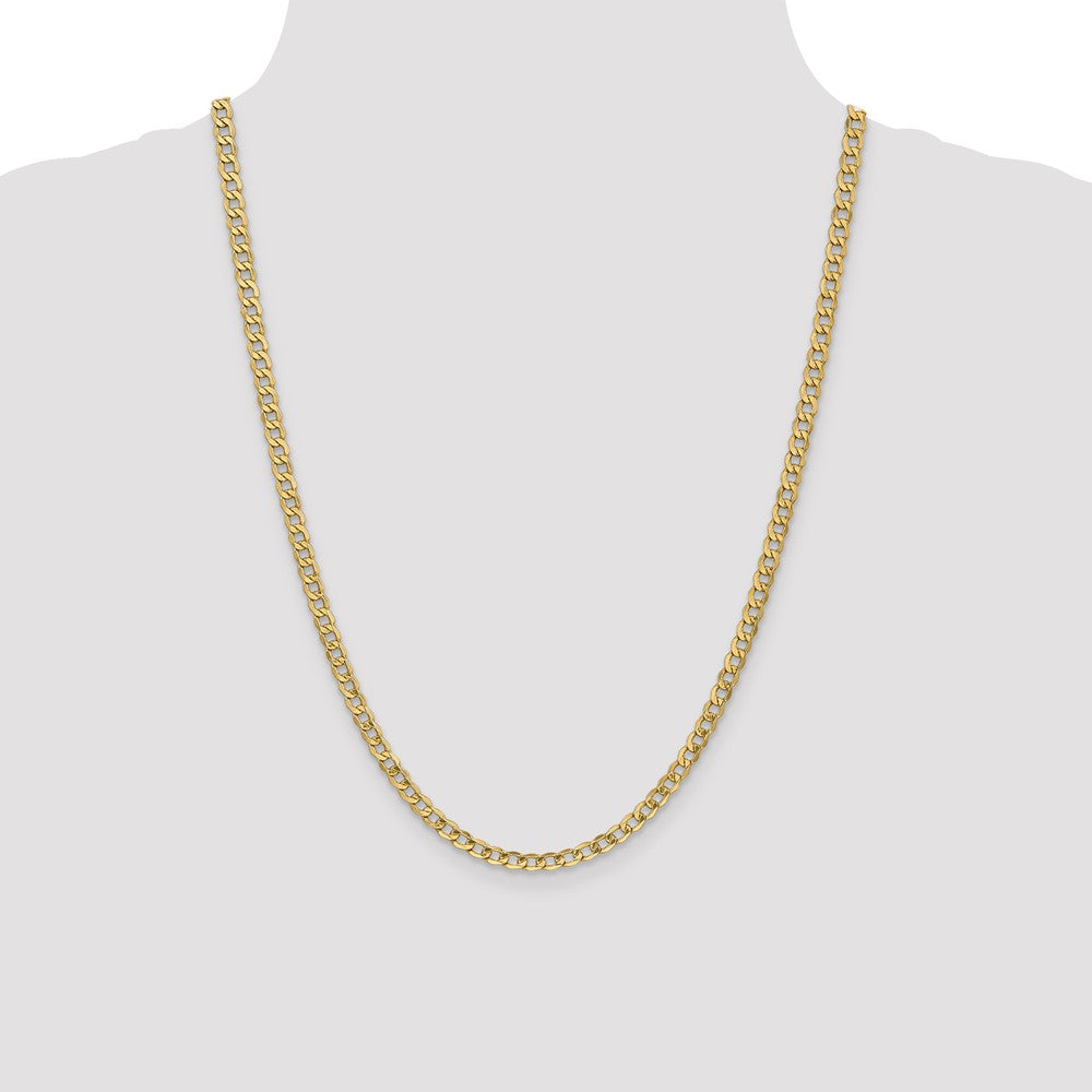 24 Inch 10k Yellow Gold 4.3mm Semi-Solid Curb Link Chain Necklace