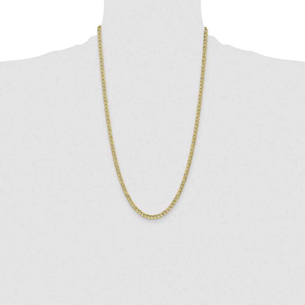 26 Inch 10k Yellow Gold 4.3mm Semi-Solid Curb Link Chain Necklace