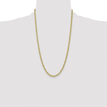 26 Inch 10k Yellow Gold 4.3mm Semi-Solid Curb Link Chain Necklace