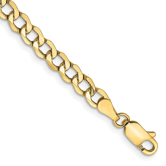 8 Inch 10k Yellow Gold 4.3mm Semi-Solid Curb Link Chain Bracelet