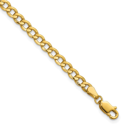 2 Inch 10k Yellow Gold 4.3mm Semi-Solid Curb Link Chain Necklace