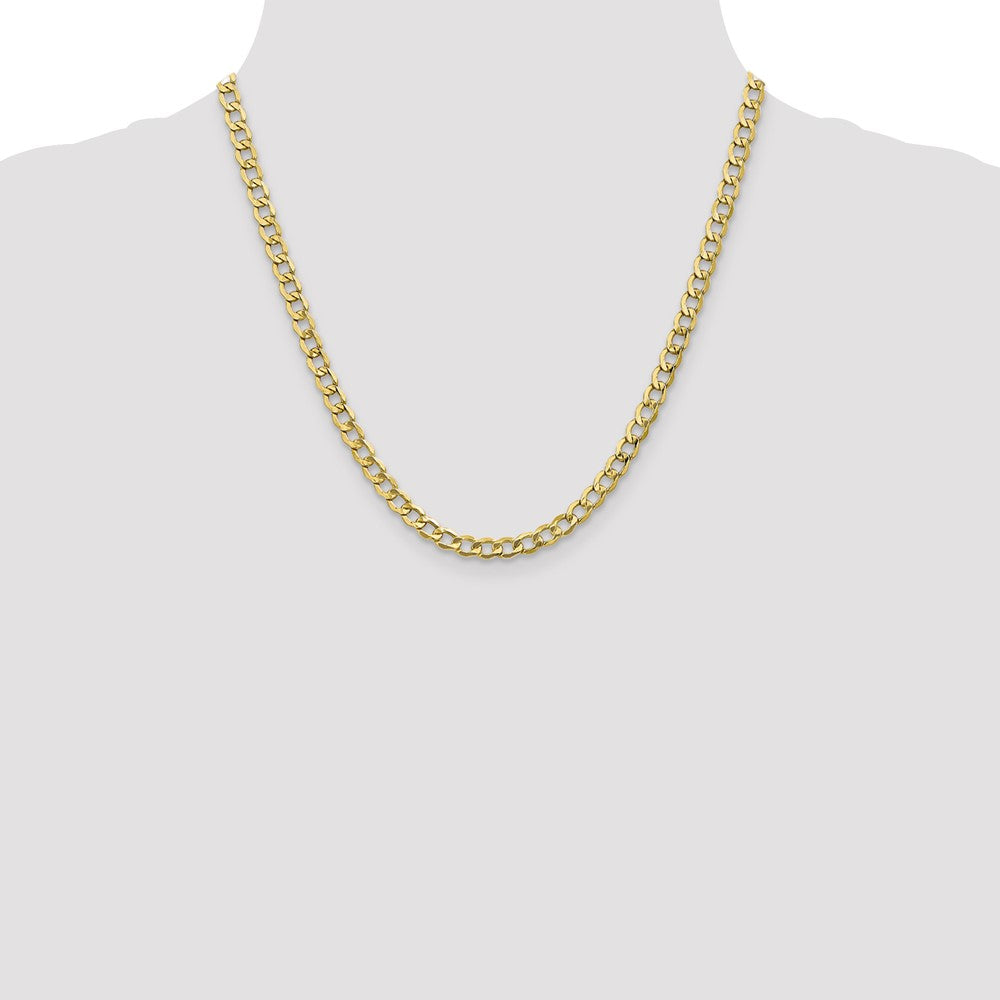 2 Inch 10k Yellow Gold 5.25mm Semi-Solid Curb Link Chain Necklace