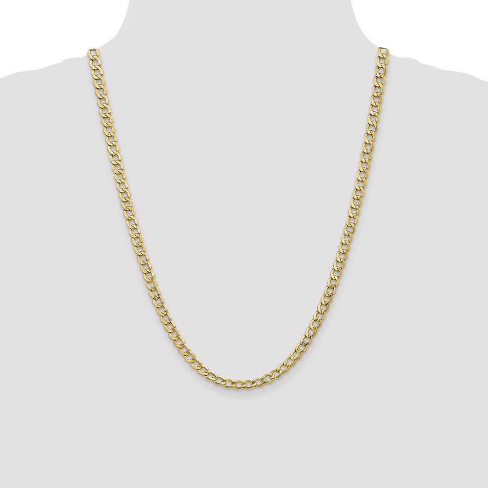 24 Inch 10k Yellow Gold 5.25mm Semi-Solid Curb Link Chain Necklace