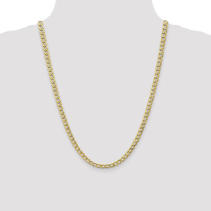 24 Inch 10k Yellow Gold 5.25mm Semi-Solid Curb Link Chain Necklace