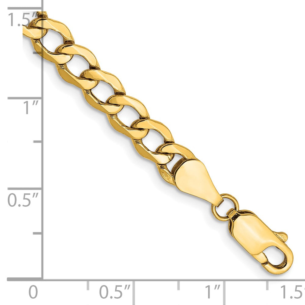 7 Inch 10k Yellow Gold 5.25mm Semi-Solid Curb Link Chain Bracelet