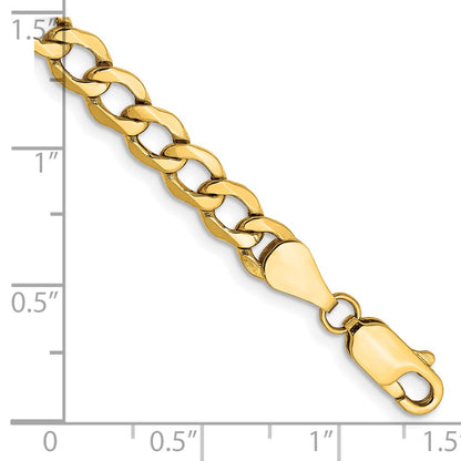 7 Inch 10k Yellow Gold 5.25mm Semi-Solid Curb Link Chain Bracelet