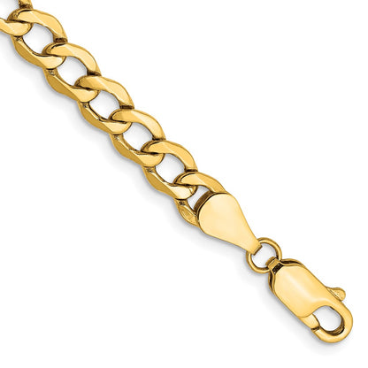7 Inch 10k Yellow Gold 5.25mm Semi-Solid Curb Link Chain Bracelet