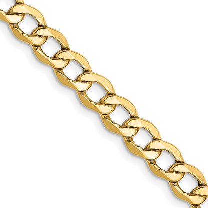 2 Inch 10k Yellow Gold 5.25mm Semi-Solid Curb Link Chain Necklace