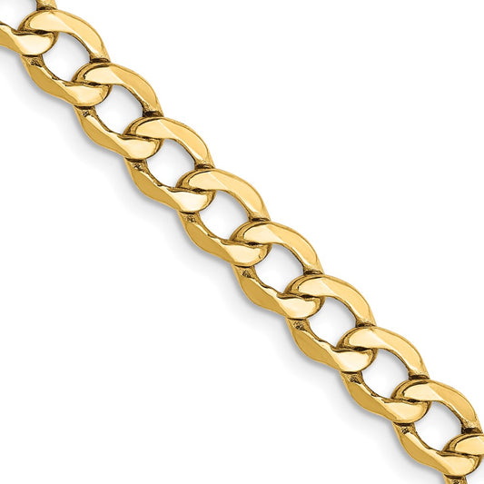 2 Inch 10k Yellow Gold 5.25mm Semi-Solid Curb Link Chain Necklace