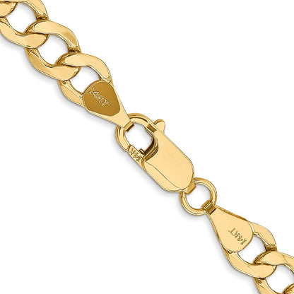 26 Inch 10k Yellow Gold 6.5mm Semi-Solid Curb Link Chain Necklace