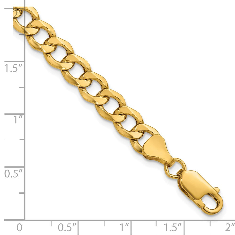 26 Inch 10k Yellow Gold 6.5mm Semi-Solid Curb Link Chain Necklace