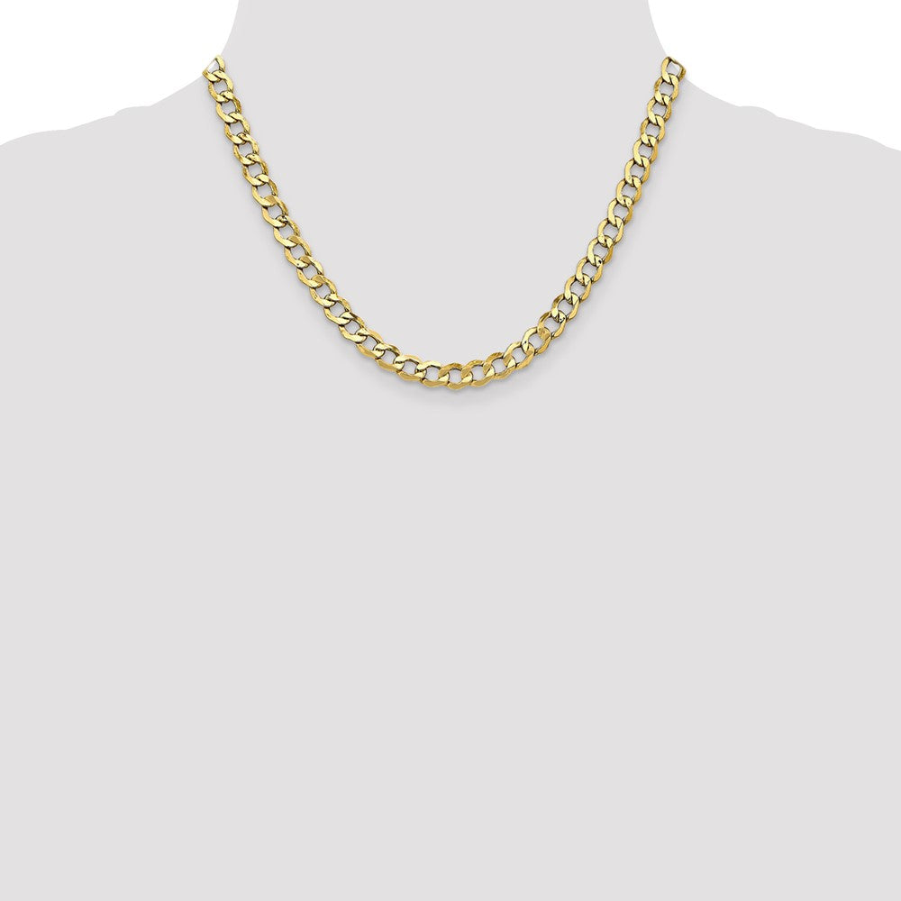 18 Inch 10k Yellow Gold 6.5mm Semi-Solid Curb Link Chain Necklace