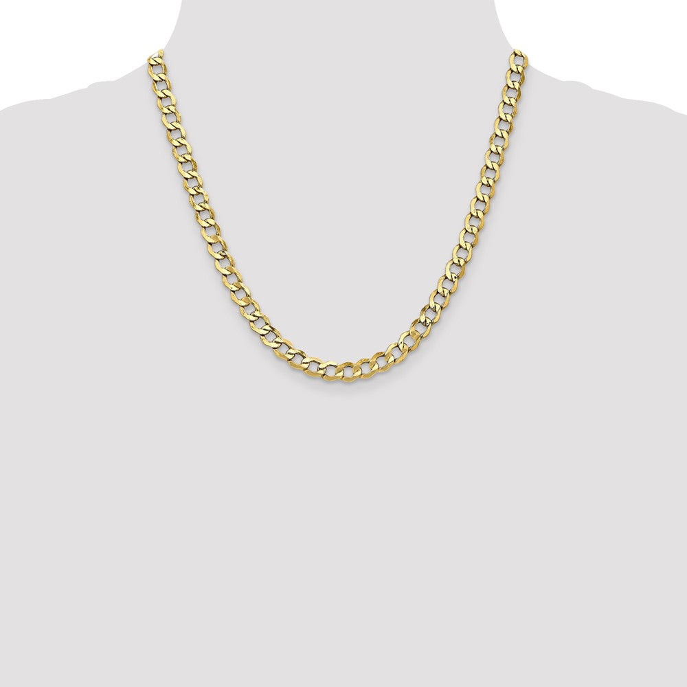 2 Inch 10k Yellow Gold 6.5mm Semi-Solid Curb Link Chain Necklace