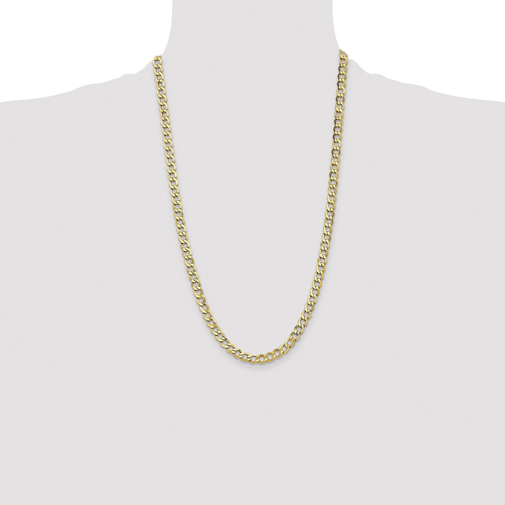 26 Inch 10k Yellow Gold 6.5mm Semi-Solid Curb Link Chain Necklace