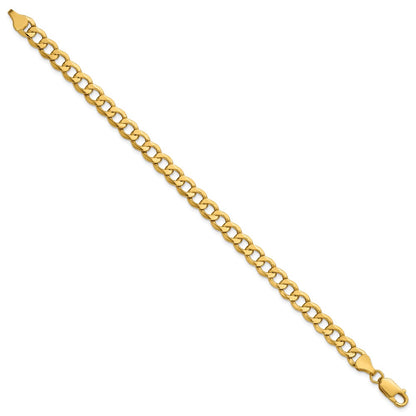 7 Inch 10k Yellow Gold 6.5mm Semi-Solid Curb Link Chain Bracelet