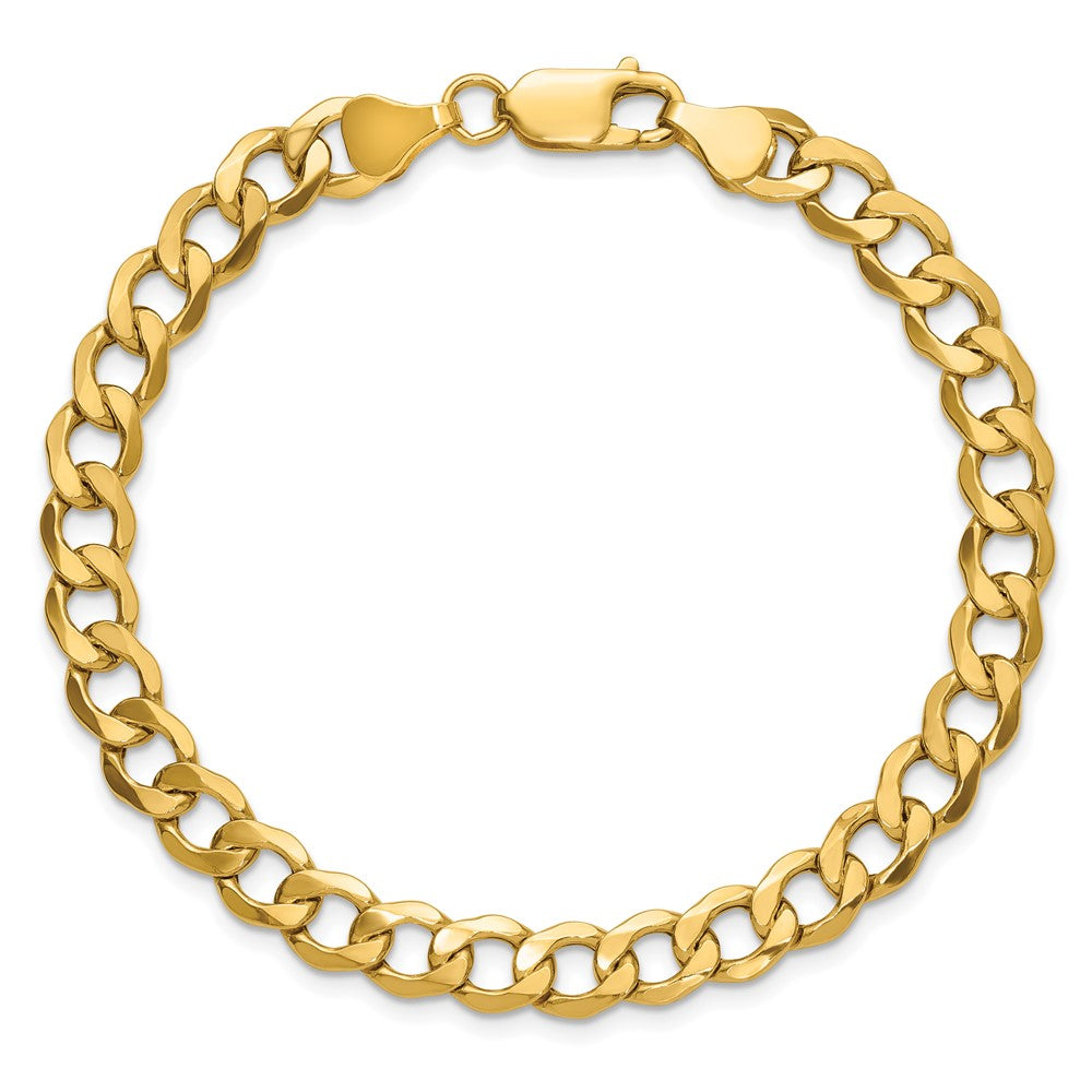 7 Inch 10k Yellow Gold 6.5mm Semi-Solid Curb Link Chain Bracelet