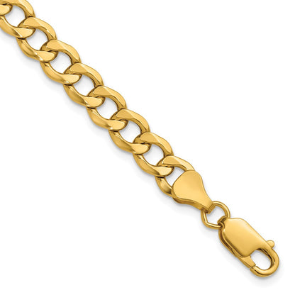 18 Inch 10k Yellow Gold 6.5mm Semi-Solid Curb Link Chain Necklace
