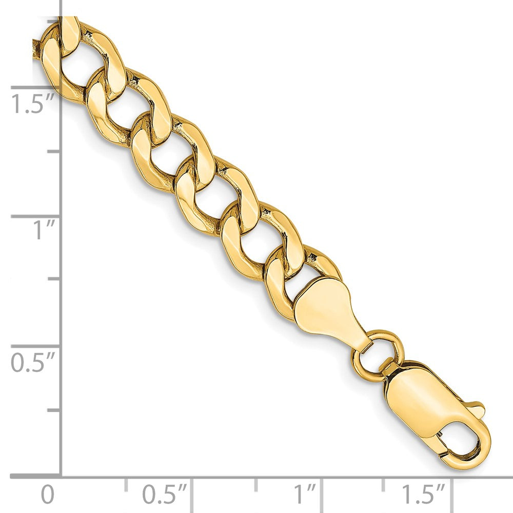 8 Inch 10k Yellow Gold 7mm Semi-Solid Curb Link Chain Bracelet