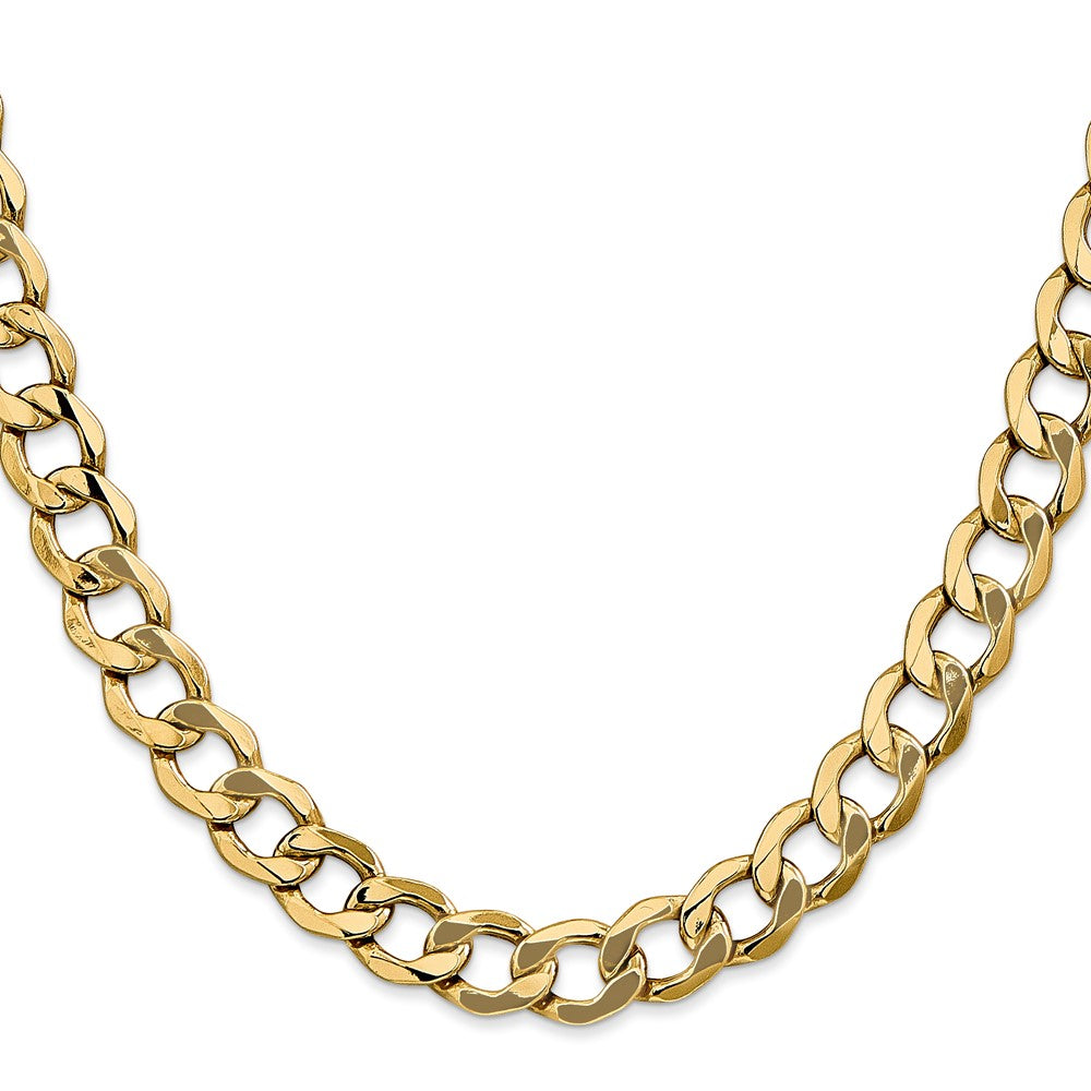 10K Yellow Gold 10K 9mm Semi-Solid Curb Chain Necklace