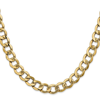 10K Yellow Gold 10K 9mm Semi-Solid Curb Chain Necklace