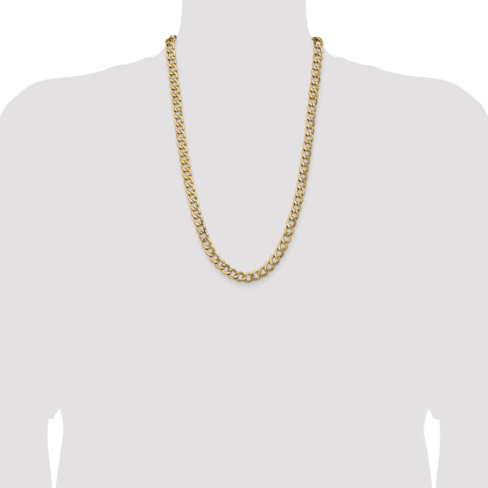 10K Yellow Gold 10K 9mm Semi-Solid Curb Chain Necklace